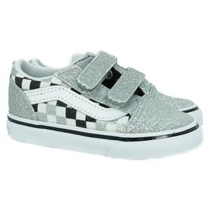 VANS OLD SKOOL V GLITTER CHECKERBOARD TODDLER SHOE